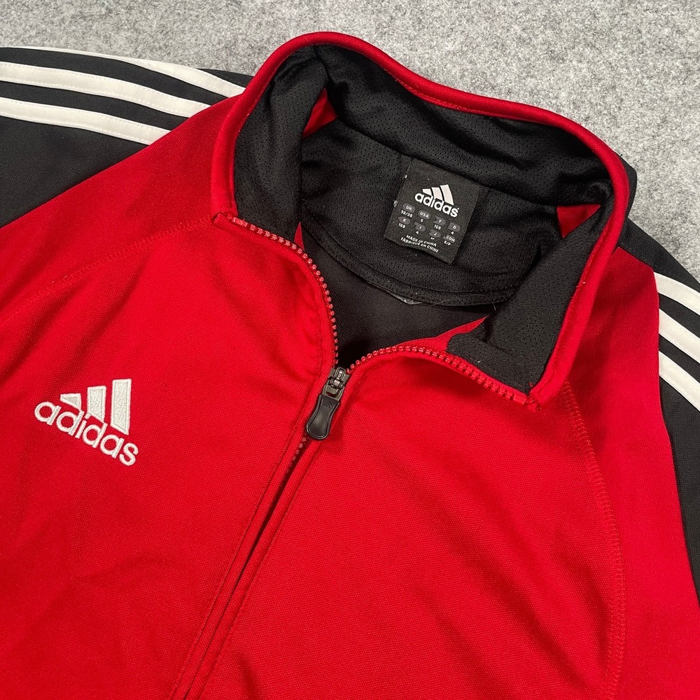 Adidas Teamgeist Mens Jacket S Red Color Block Athletic Fit Layering Full Zip